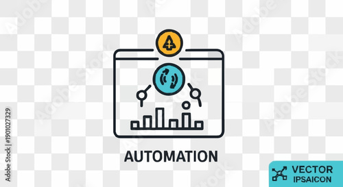 Automated process management icon symbolizing technological efficiency, workflow optimization, and intelligent system control for various business operations and digital transformation