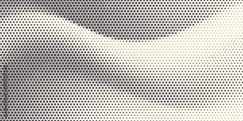 Hexagon Shapes Vector Abstract Geometric Technology Oscillation Wave Isolated on Light Background. Halftone Hex Retro Simple Pattern. Minimal 80s Style Dynamic Tech Wallpaper