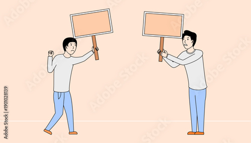 Two men are holding up signs