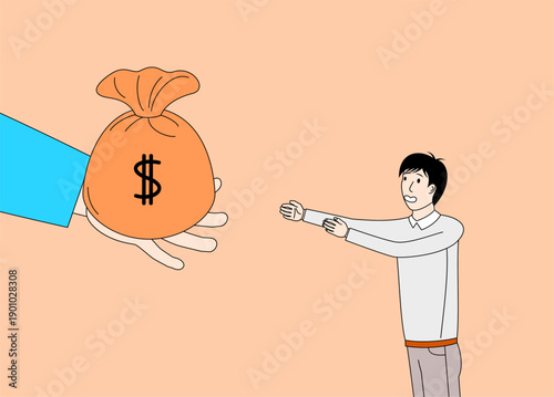 Man is giving a bag of money to another man