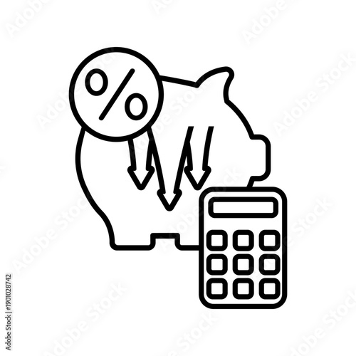 Financial losses vector icon. Revenue decline Illustration sign. Market decline symbol. Economic decline logo.