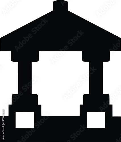 gazebo octagonal roof silhouette vector illustration on transparent background