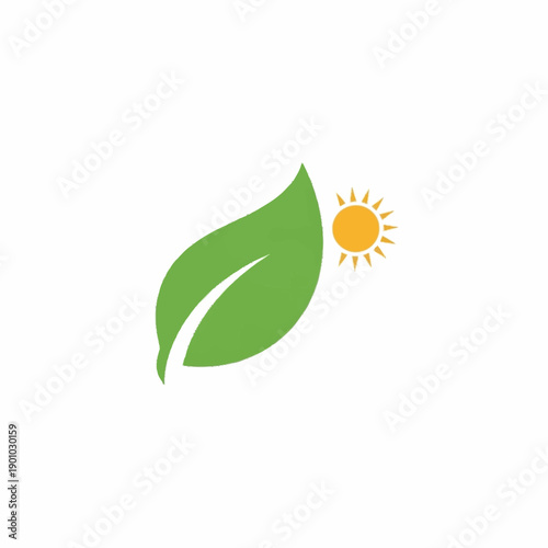 Green Leaf and Sun Logo Symbolizing Nature and Energy.