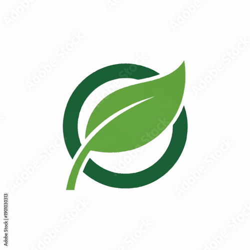 Green leaf in a circle representing nature and eco-friendliness.