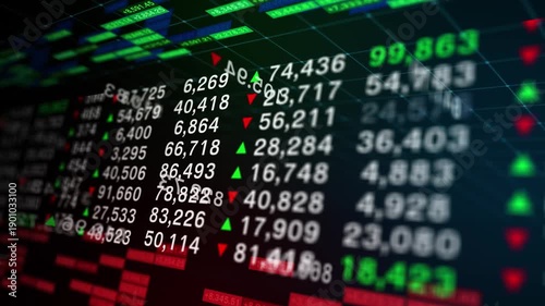 perspective display numbers price value stock market increase index profit and loss report diagram stock market