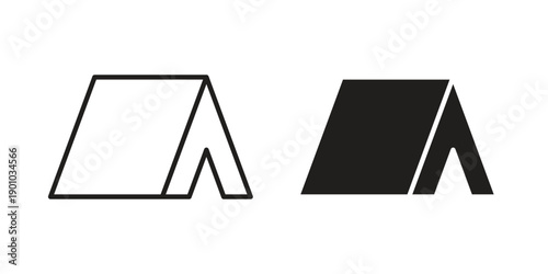 Tent icon vector pack. Thin linear and black flat style.