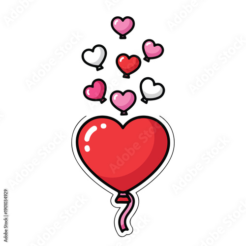 Heart-shaped balloons floating in the air, symbolizing love and affection from a celebratory event's joyful atmosphere