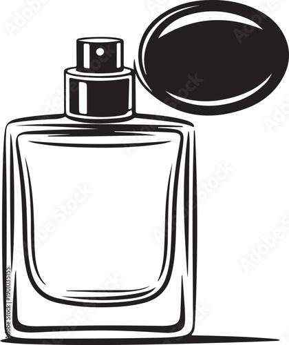 Elegant black perfume bottle with a matching cap and dropper top Vector