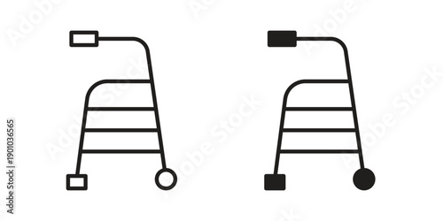 Walker icon vector pack. Thin linear and black flat style.