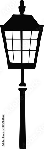 Elegant traditional black street lantern with classic design and intricate details