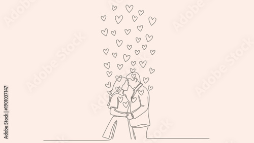 happy couple love hearts