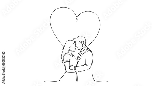 couple kissing with heart symbol