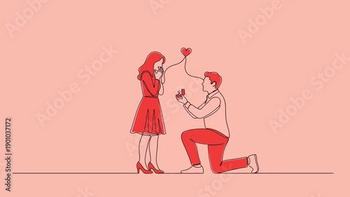 man proposing to woman with red rose