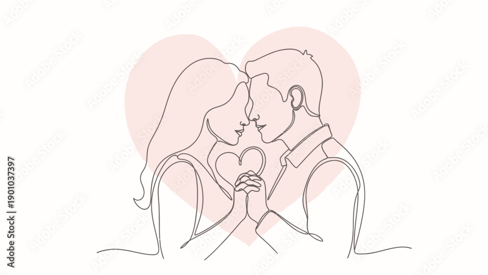 Obraz premium couple kissing with heart