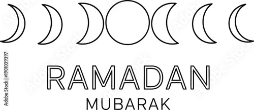 ramadan mubarak illustration featuring crescent moons and stylized arabic calligraphy