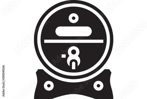 Division symbol icon with bold circle badge, black and white math operator sign for calculator, school education, arithmetic equation UI button isolated