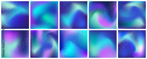 Collection of aurora light colors liquid mesh gradient background