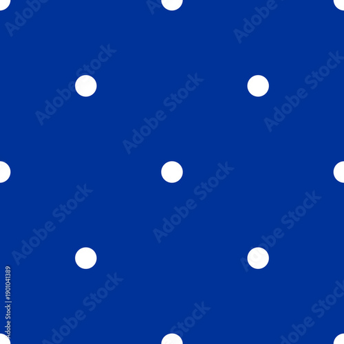 Seamless vector pattern with tile small white polka dots on a sailor navy blue background