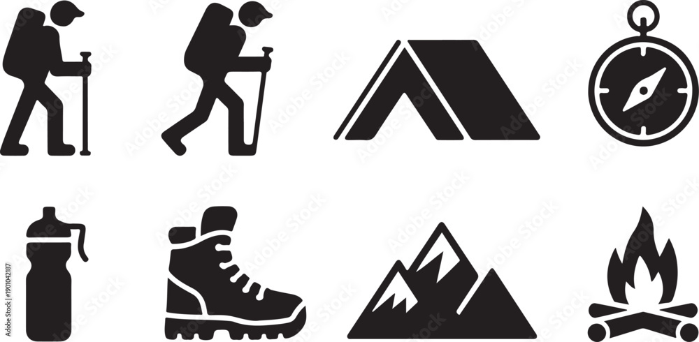 custom made wallpaper toronto digitalSet of hiking and camping essentials icons isolated on transparent background
