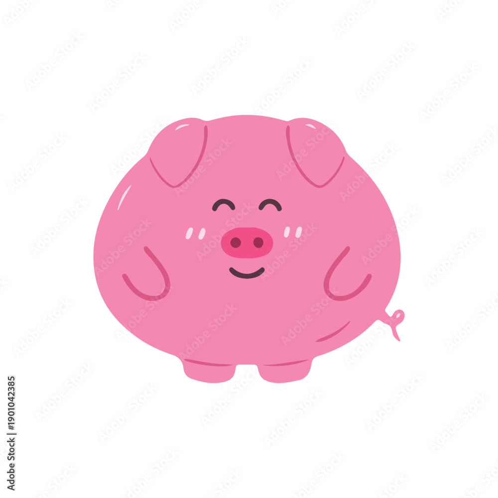 Fototapeta premium Happy Pink Pig Animal Illustration