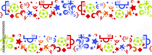 Soccer banner 26, bright colors, vector illustration. Sports competitions in USA, Canada and Mexico 2026 Vector