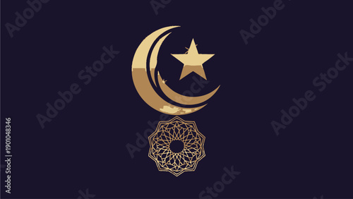 Golden Islamic Symbol on Dark Background