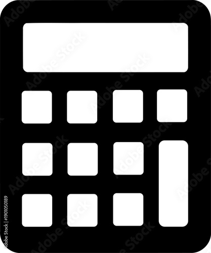 Simple black calculator icon for mathematical calculations and business accounting.