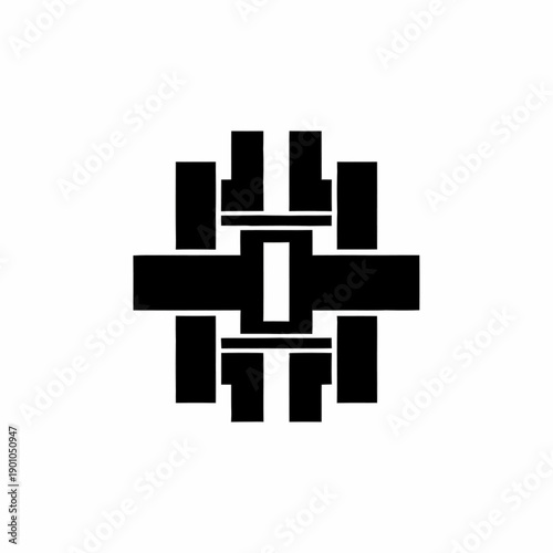 Abstract Geometric Symbol Black and White Design.