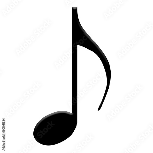 Fotografie Digital composite eighth note / quaver on a white background