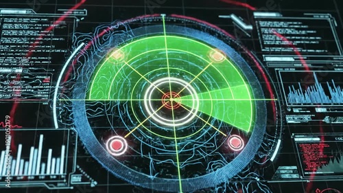 Wallpaper Mural Green Screen abstract radar with targets in action futuristic computer system animation colorful searching online program military force and surveillance concept scene 1 distortion, overlay, glitch Torontodigital.ca