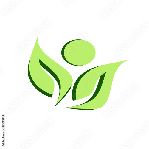Green leaf man logo vector icon for eco health wellness