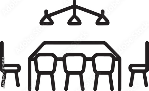 Dining Room Icon – Table with Chairs and Pendant Lights