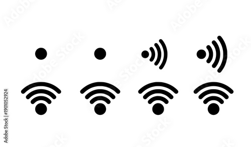 Outline WiFi icon set vector with wireless internet connection symbols in minimal line style isolated on white background