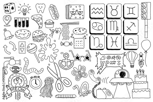 Vector images Hand Drawn Different Doodles