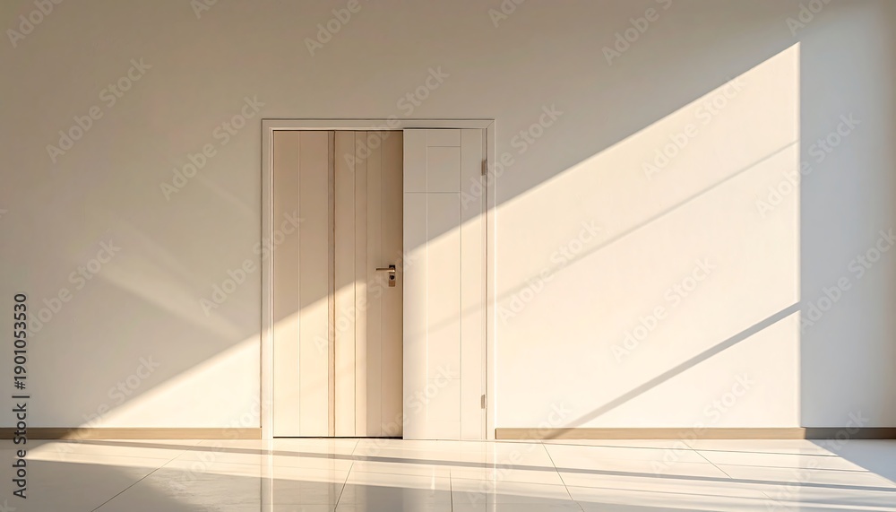 Obraz premium Empty Room with Door and Sunlight.