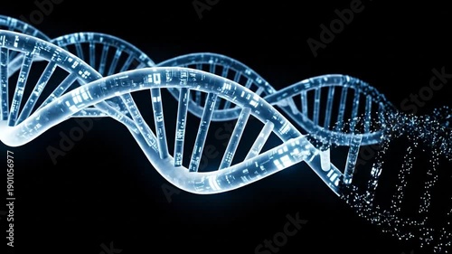 DNA Helix: The intricate beauty of a DNA helix, a symbol of life's blueprint, stands out against a stark background. A captivating view into the science of life and genetics.
