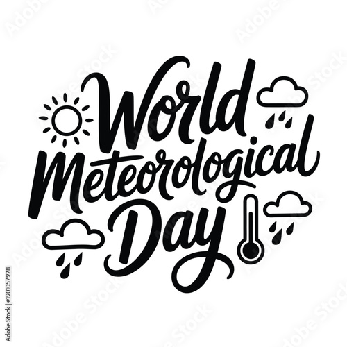 World Meteorological Day celebration graphic with weather icons and text design