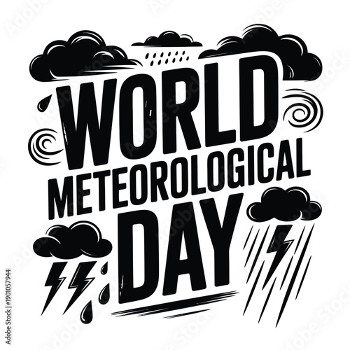 World Meteorological Day Celebration Vector Design With Weather Elements