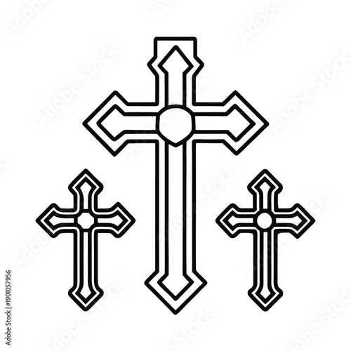 christian cross icon set