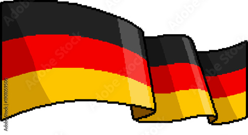 Pixel art german flag: waving vibrant colors in retro style