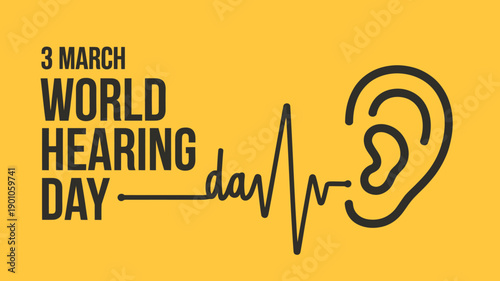 World Hearing Day Awareness Yellow Background