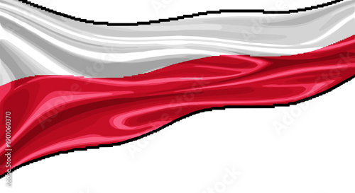 Flowing polish flag with realistic silk texture
