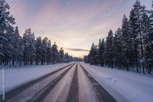 Lappland Straßen im Winter