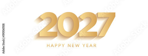 Happy new year 2027, celebration greeting card, new year card Gold text effect firework background