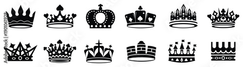 Premium Crown Silhouette Set, royal luxury crown collection.
