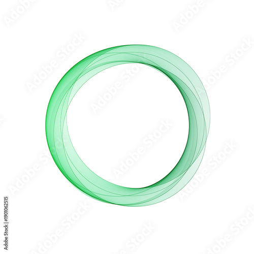 Minimalist green ring of fine geometric lines, resembling a natural cycle and the freshness of young leaves.