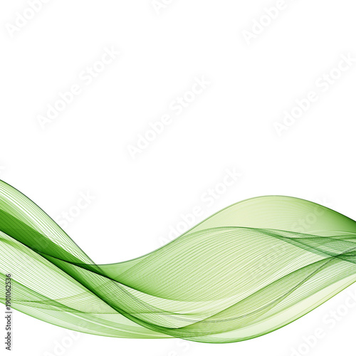 Powerful and saturated green wave with clear details, embodying the power of nature and the energy of life flow.