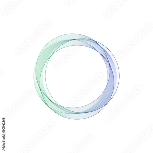 Abstract circle of blue and green wavy lines. PNG
