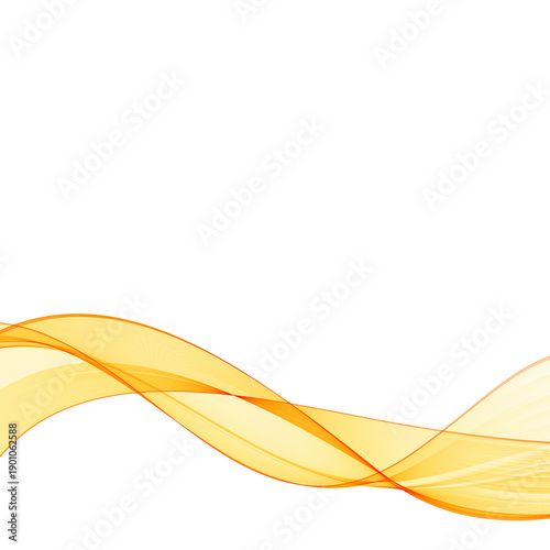 Bright orange wave of translucent lines on a light background.