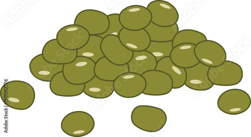 Pile of green beans for world pulses day illustration. Vector isolated.